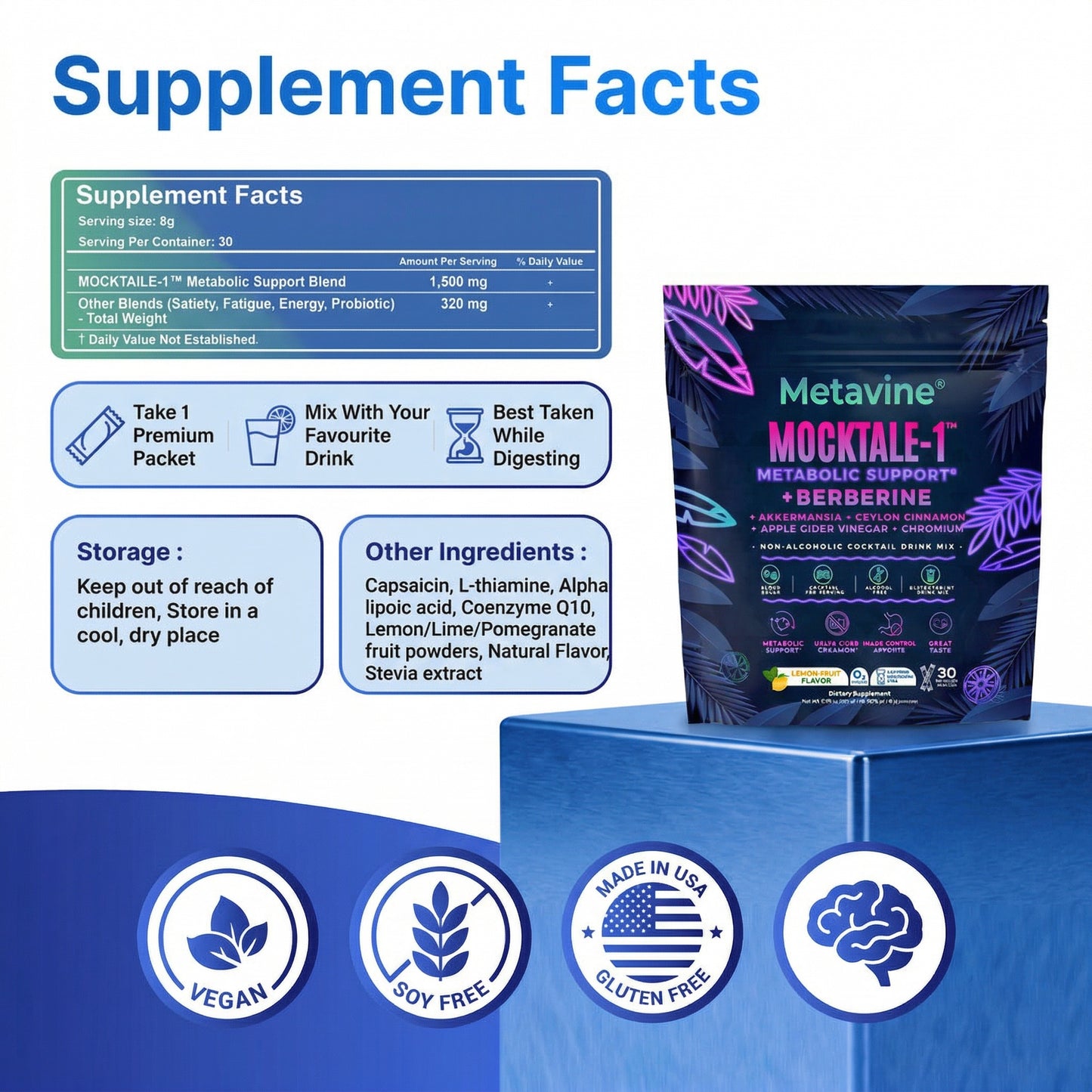 Metavine Mocktail™ — Lemon Mint Berberine